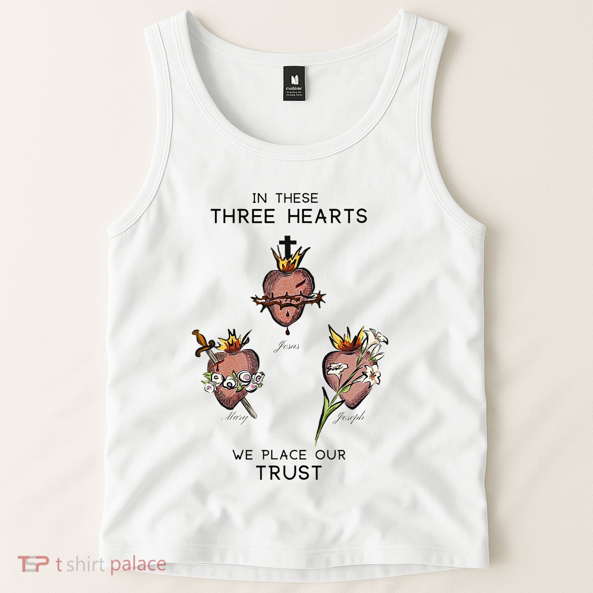 Three Sacred Hearts Of Jesus Mary Joseph Jmj Catholic Tank Top
