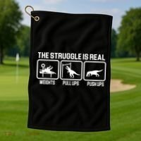 The Struggle Is Real Funny TRex Golf Towel thumb 1