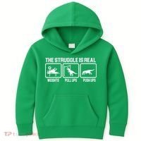 The Struggle Is Real Funny TRex Kids Hoodie thumb 0
