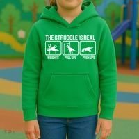 The Struggle Is Real Funny TRex Kids Hoodie thumb 3