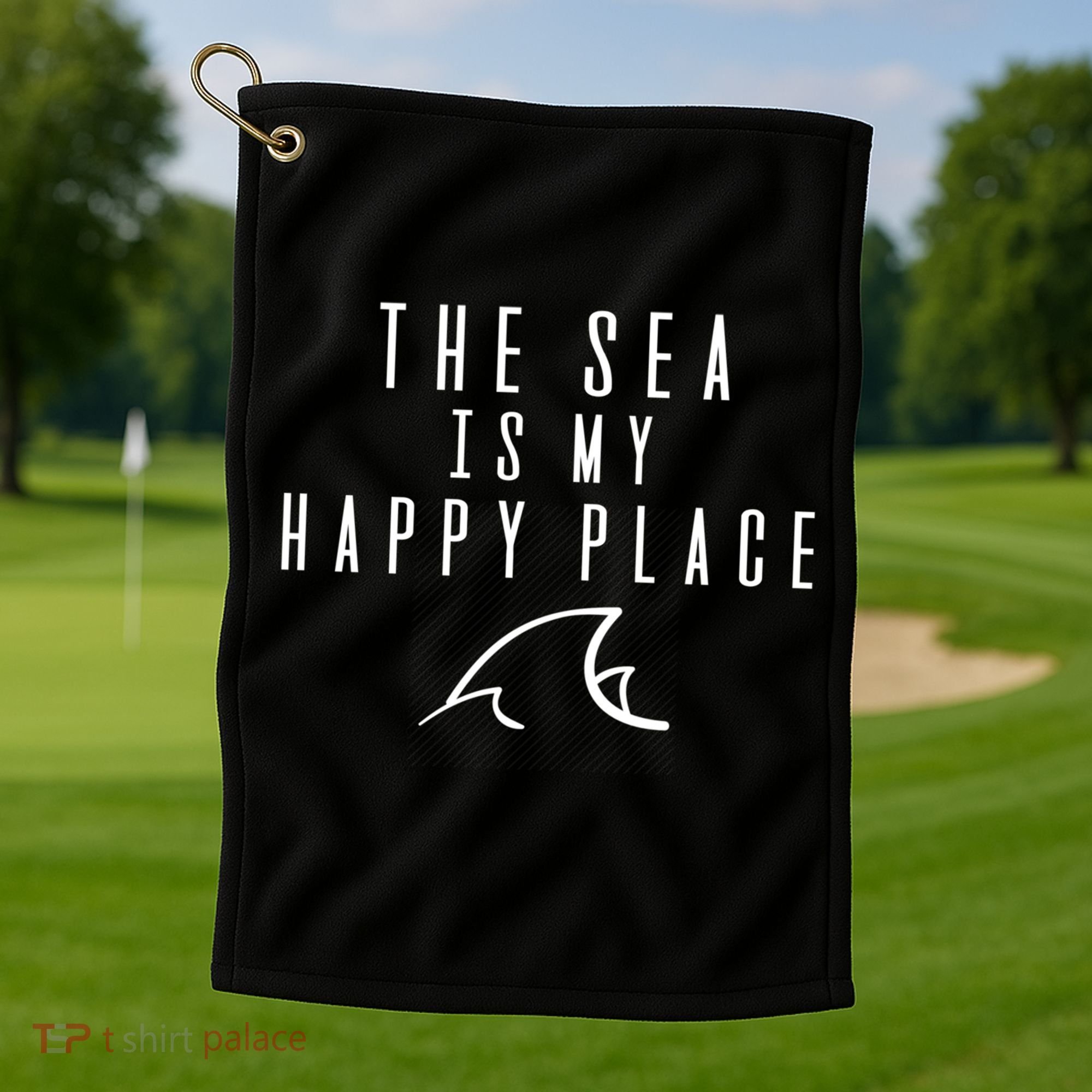 The Sea Is My Happy Place Gift Golf Towel