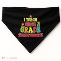 Teacher Superhero I Teach First Grade Superheroes Gift USA-Made Doggie Bandana thumb 0