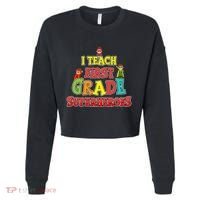 Teacher Superhero I Teach First Grade Superheroes Gift Cropped Pullover Crew thumb 0