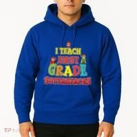 Teacher Superhero I Teach First Grade Superheroes Gift Hoodie thumb 2