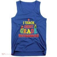 Teacher Superhero I Teach First Grade Superheroes Gift Tank Top thumb 0