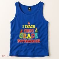 Teacher Superhero I Teach First Grade Superheroes Gift Tank Top thumb 2