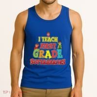 Teacher Superhero I Teach First Grade Superheroes Gift Tank Top thumb 3
