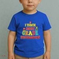 Teacher Superhero I Teach First Grade Superheroes Gift Toddler T-Shirt thumb 2