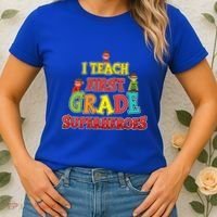 Teacher Superhero I Teach First Grade Superheroes Gift Women's T-Shirt thumb 2