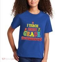 Teacher Superhero I Teach First Grade Superheroes Gift Kids T-Shirt thumb 2