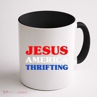 Thrift Shopping I Love Thrifting Jesus And Thrifting Coffee Mug thumb 1