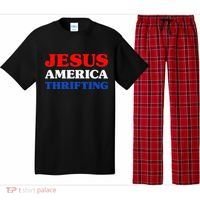 Thrift Shopping I Love Thrifting Jesus And Thrifting Pajama Set thumb 0