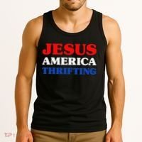Thrift Shopping I Love Thrifting Jesus And Thrifting Tank Top thumb 3