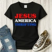 Thrift Shopping I Love Thrifting Jesus And Thrifting Women's T-Shirt thumb 3
