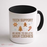 Tech Support I'm Here To Delete Your Cookies Funny Christmas Coffee Mug thumb 1