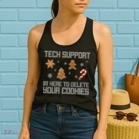 Tech Support I'm Here To Delete Your Cookies Funny Christmas Women's Tank Top thumb 2