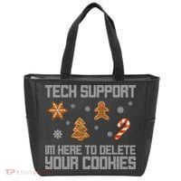Tech Support I'm Here To Delete Your Cookies Funny Christmas Tote Bag thumb 0
