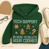 Tech Support I'm Here To Delete Your Cookies Funny Christmas Hoodie thumb 4