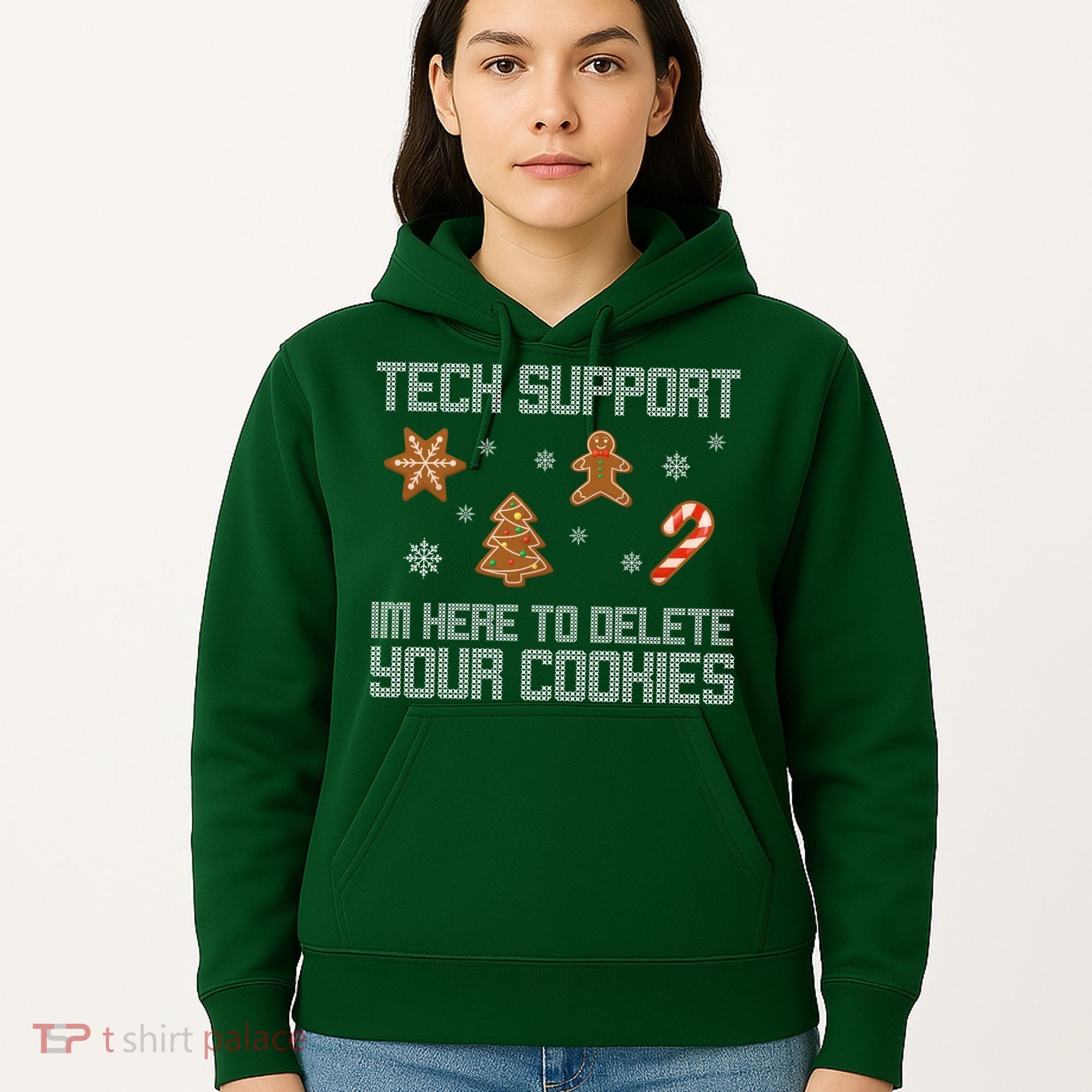 Tech Support I'm Here To Delete Your Cookies Funny Christmas Hoodie