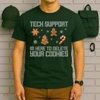 Tech Support I'm Here To Delete Your Cookies Funny Christmas T-Shirt thumb 6
