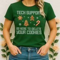 Tech Support I'm Here To Delete Your Cookies Funny Christmas Women's T-Shirt thumb 2
