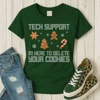Tech Support I'm Here To Delete Your Cookies Funny Christmas Women's T-Shirt thumb 3
