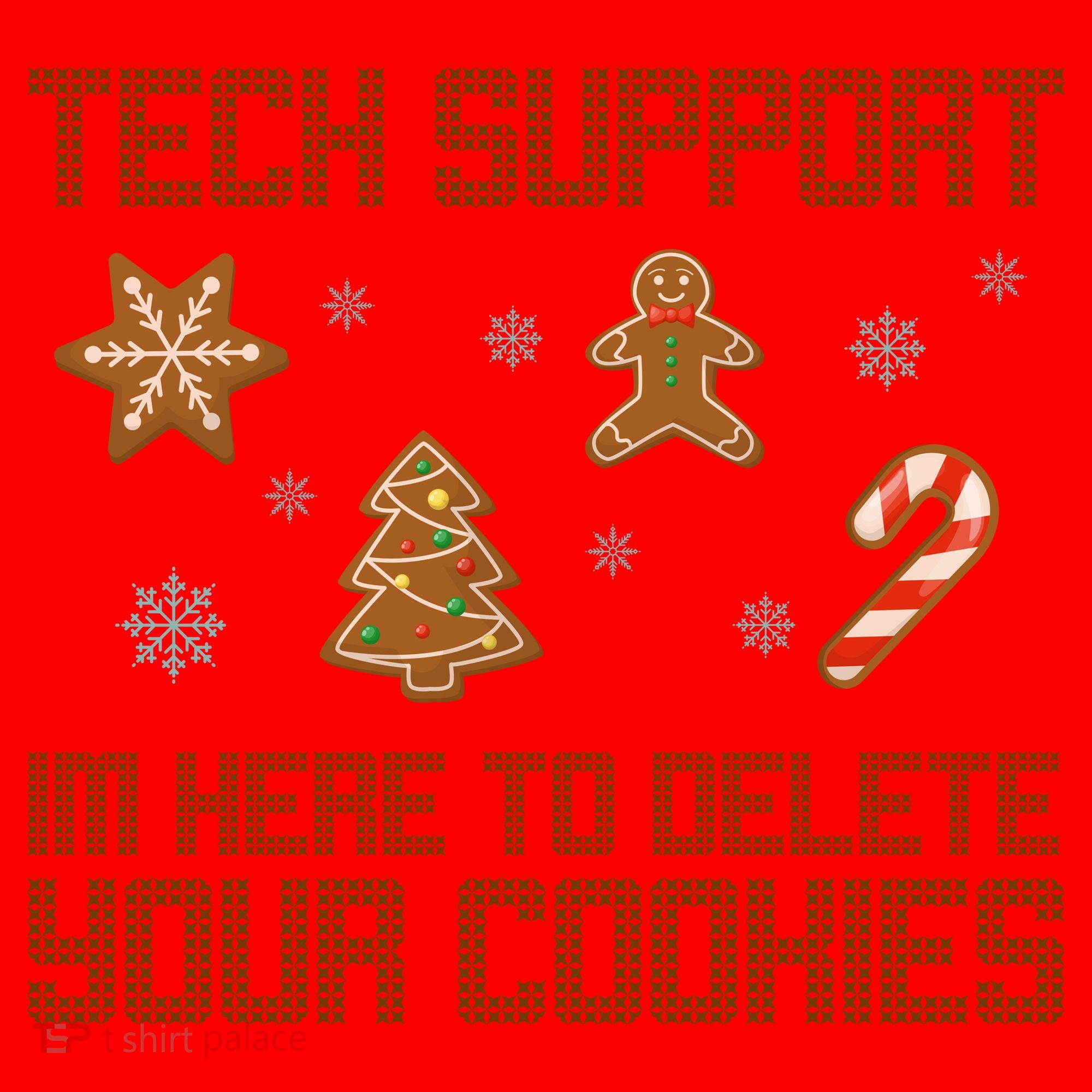 Tech Support I'm Here To Delete Your Cookies Funny Christmas Santa Hat