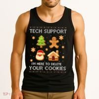 Tech Support IM Here To Delete Your Cookies Christmas Tank Top thumb 3