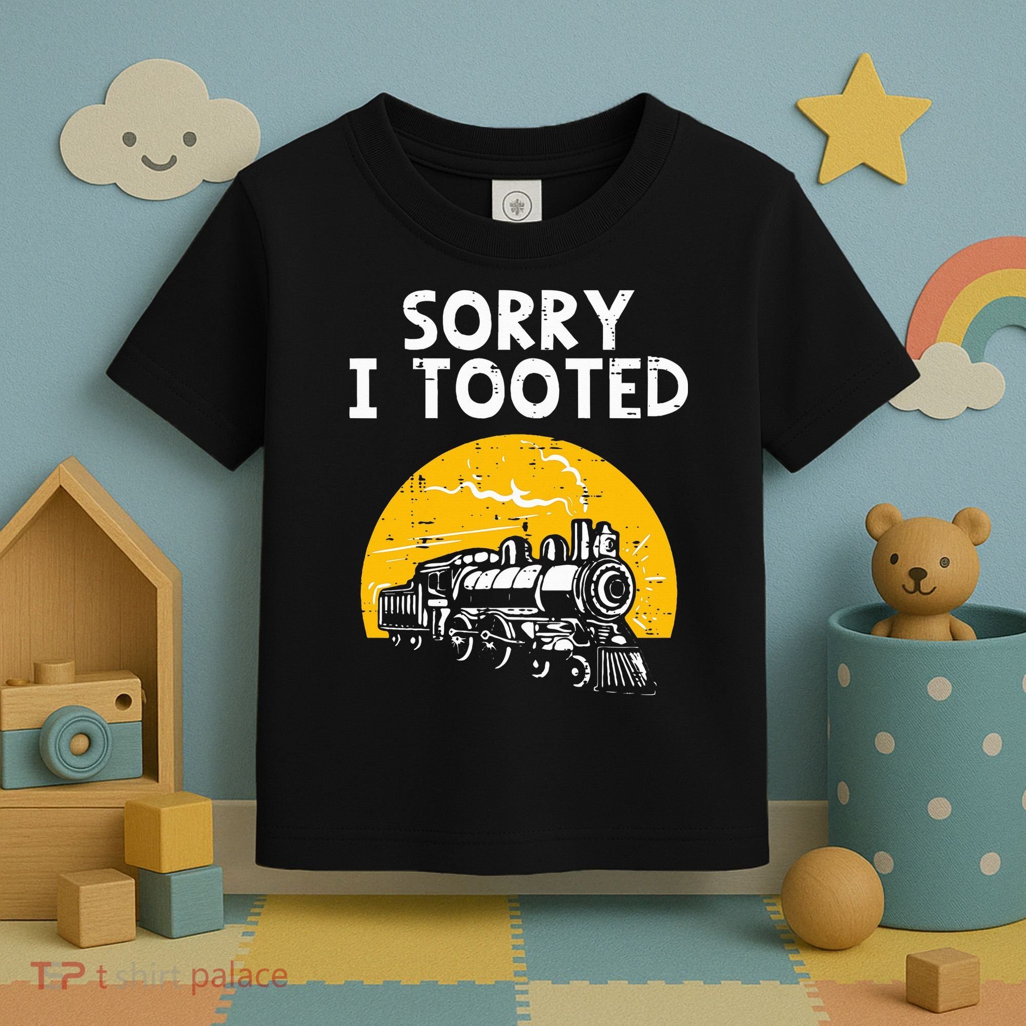 Train Sorry I Tooted Funny Locomotive Railroad Toddler T-Shirt
