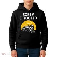 Train Sorry I Tooted Funny Locomotive Railroad Kids Hoodie thumb 4