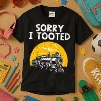 Train Sorry I Tooted Funny Locomotive Railroad Kids T-Shirt thumb 3