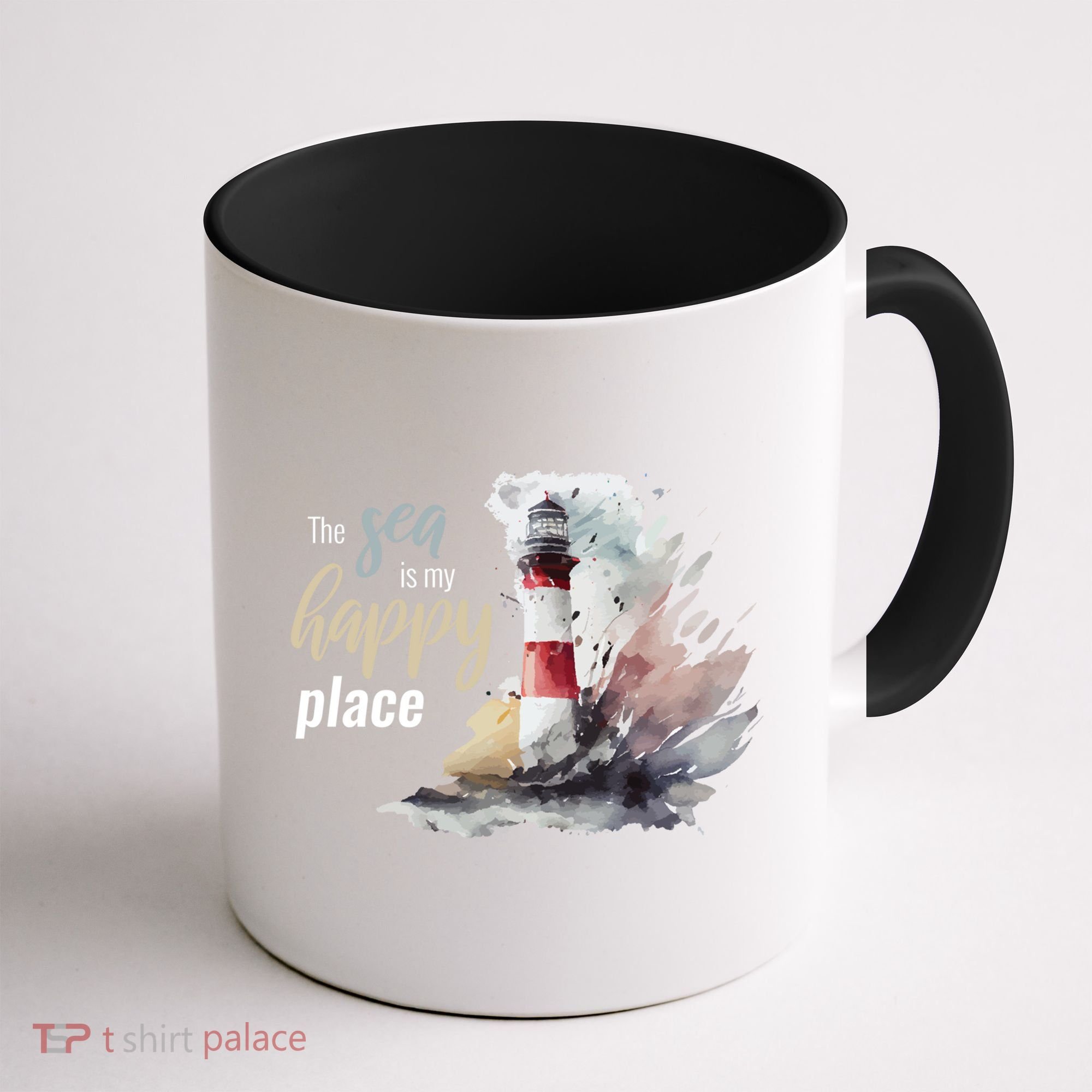 The Sea Is My Happy Place I Beach Lighthouses Coast Summer Cool Gift Coffee Mug