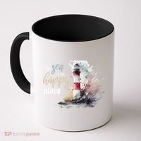 The Sea Is My Happy Place I Beach Lighthouses Coast Summer Cool Gift Coffee Mug thumb 0