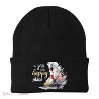 The Sea Is My Happy Place I Beach Lighthouses Coast Summer Cool Gift Beanie thumb 0