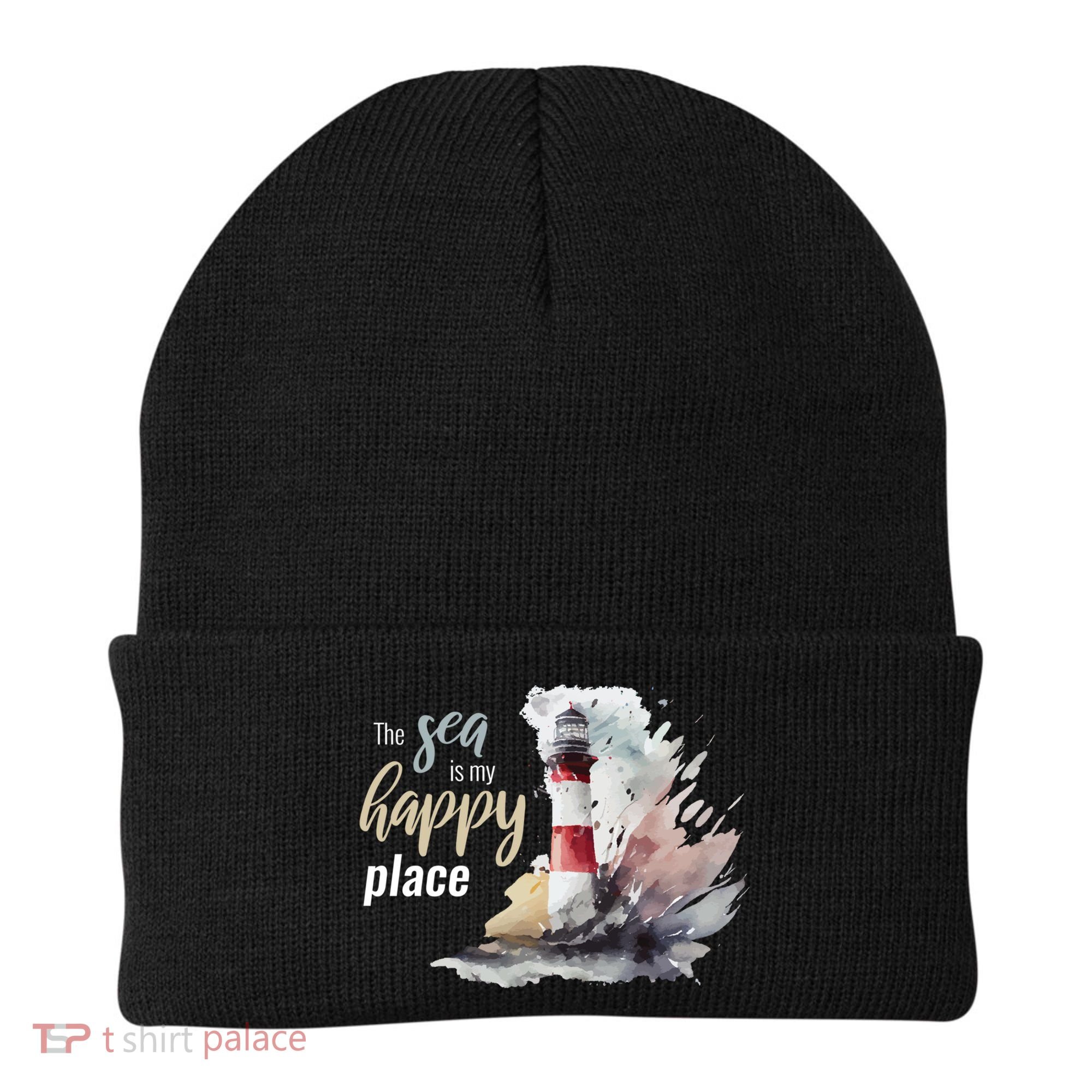 The Sea Is My Happy Place I Beach Lighthouses Coast Summer Cool Gift Beanie