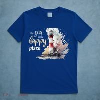 The Sea Is My Happy Place I Beach Lighthouses Coast Summer Cool Gift T-Shirt thumb 5