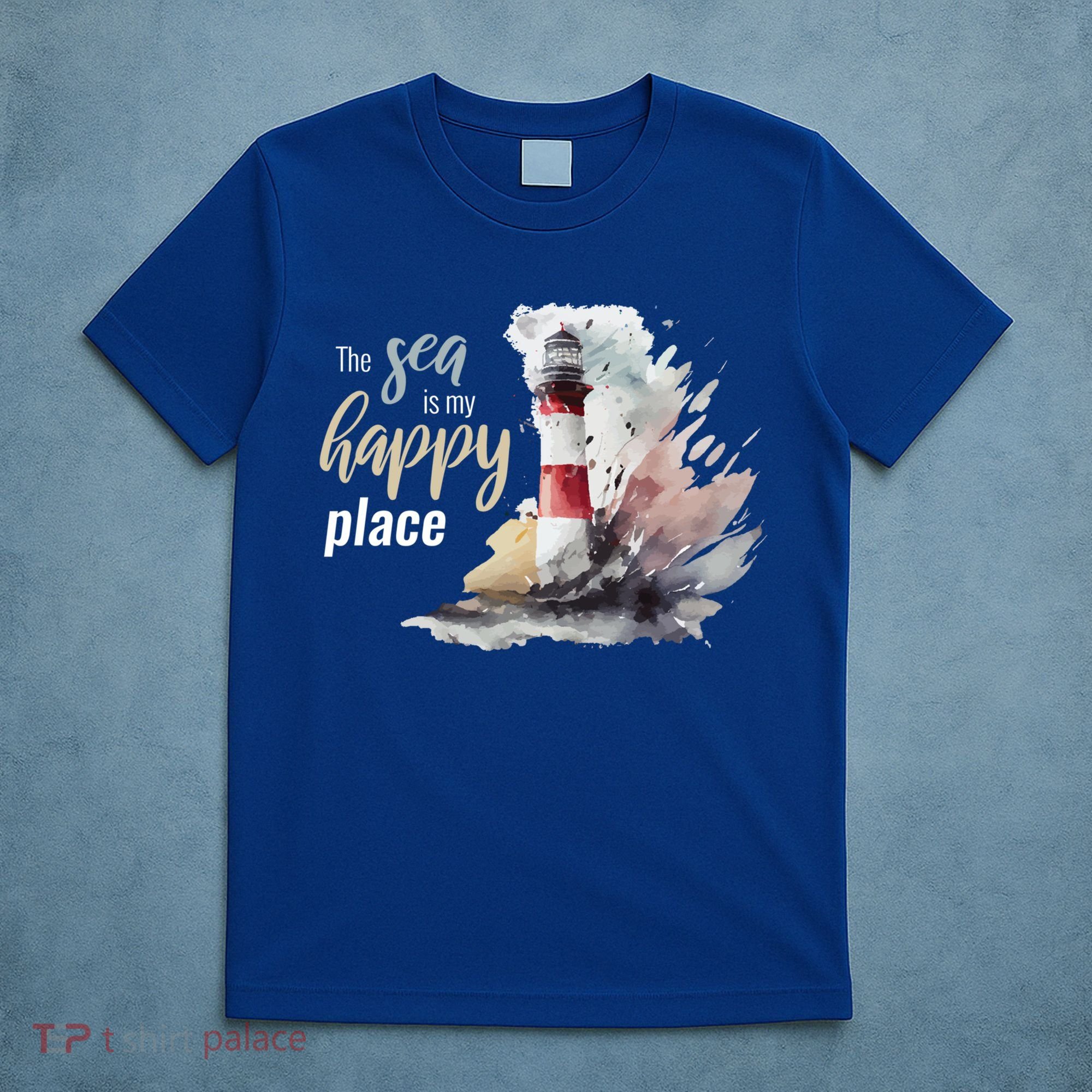 The Sea Is My Happy Place I Beach Lighthouses Coast Summer Cool Gift T-Shirt