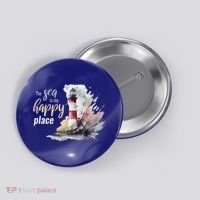 The Sea Is My Happy Place I Beach Lighthouses Coast Summer Cool Gift Button thumb 0