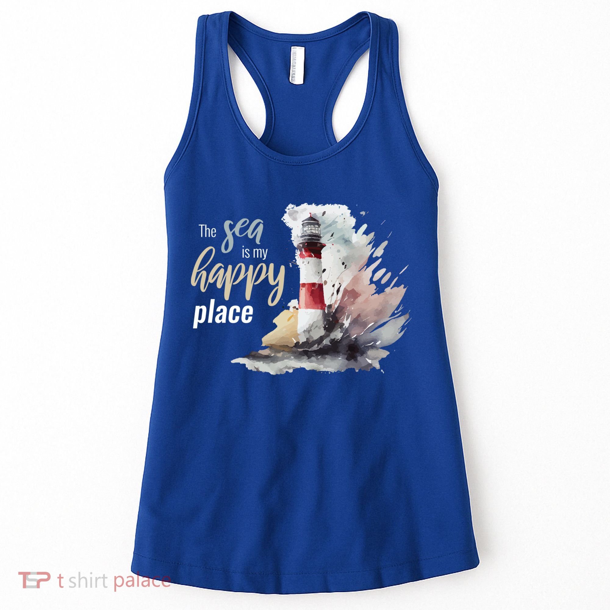 The Sea Is My Happy Place I Beach Lighthouses Coast Summer Cool Gift Women's Tank Top