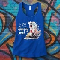 The Sea Is My Happy Place I Beach Lighthouses Coast Summer Cool Gift Women's Tank Top thumb 3