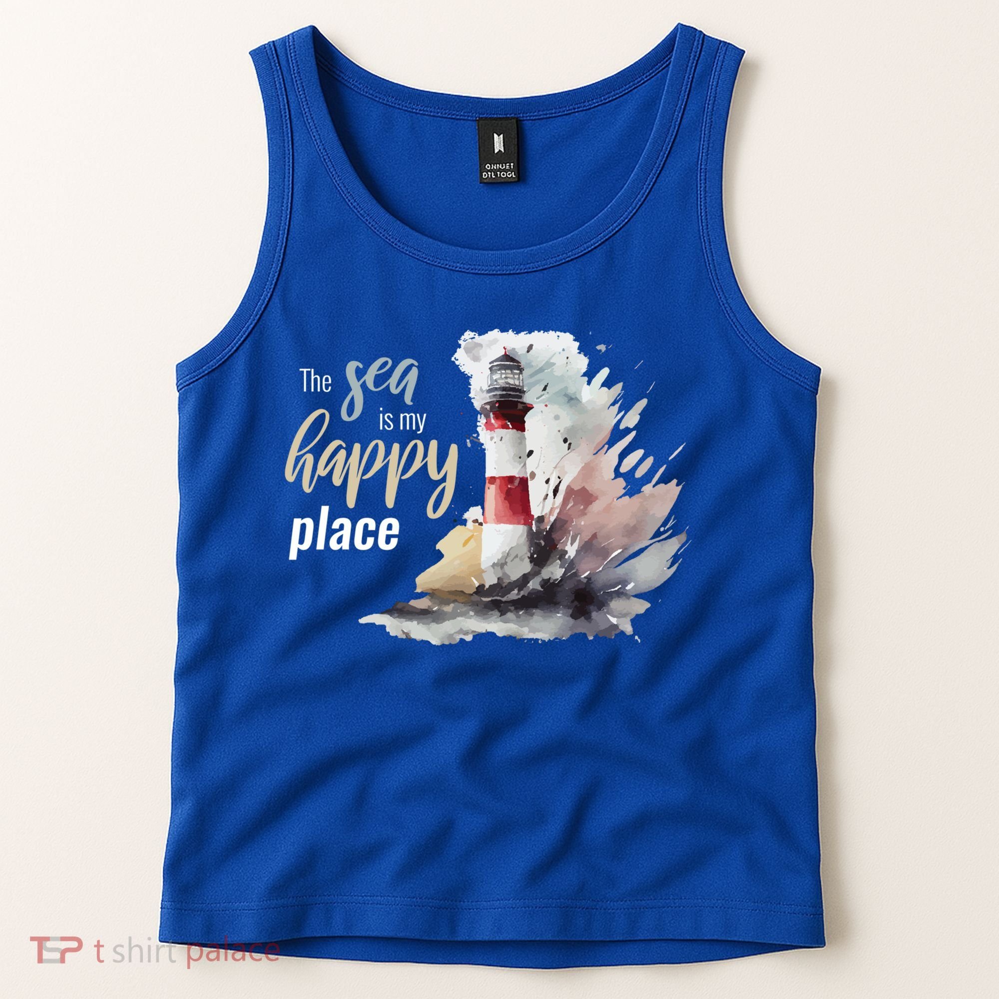The Sea Is My Happy Place I Beach Lighthouses Coast Summer Cool Gift Tank Top
