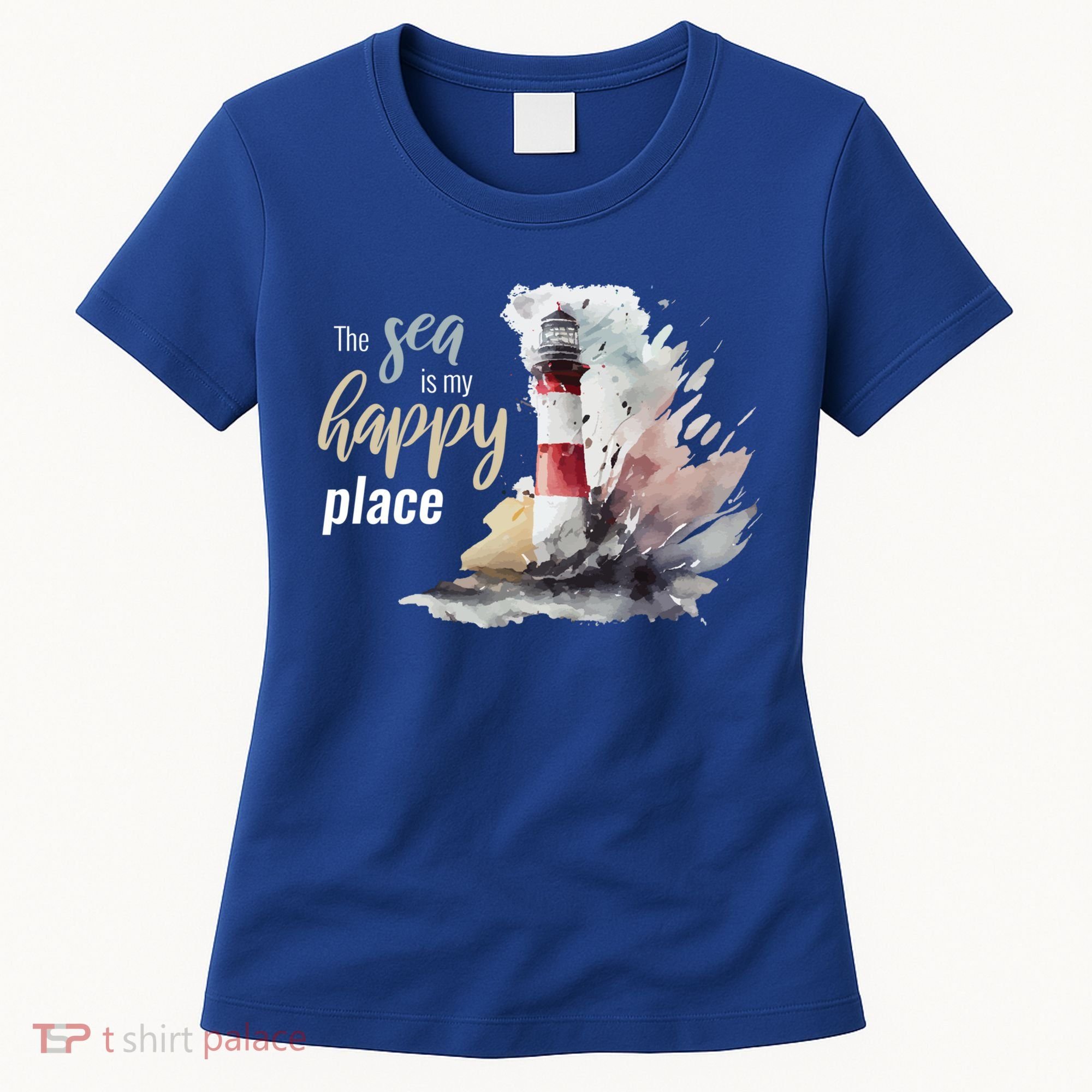 The Sea Is My Happy Place I Beach Lighthouses Coast Summer Cool Gift Women's T-Shirt