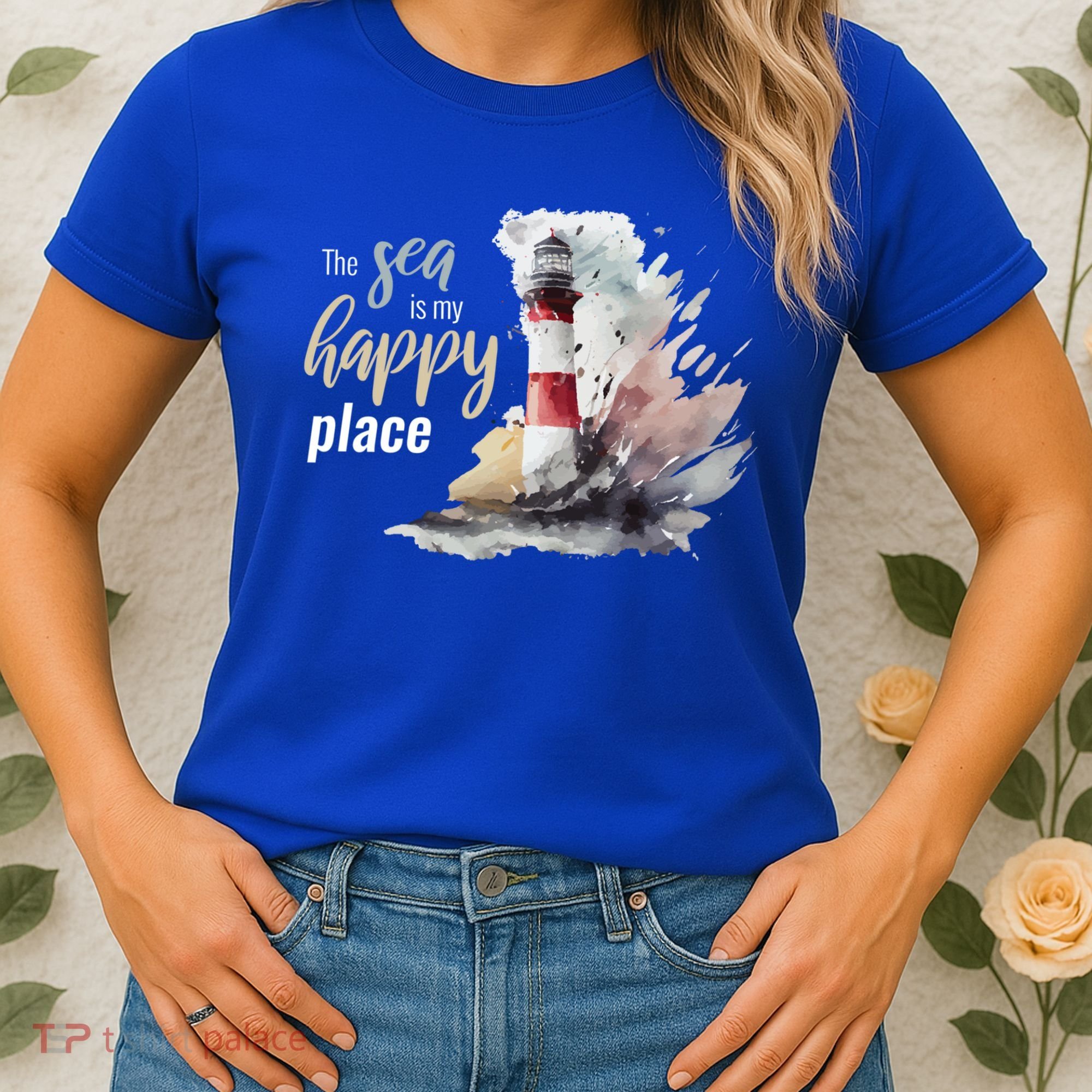 The Sea Is My Happy Place I Beach Lighthouses Coast Summer Cool Gift Women's T-Shirt