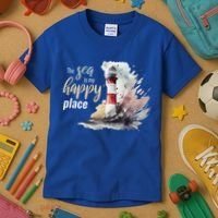 The Sea Is My Happy Place I Beach Lighthouses Coast Summer Cool Gift Kids T-Shirt thumb 3