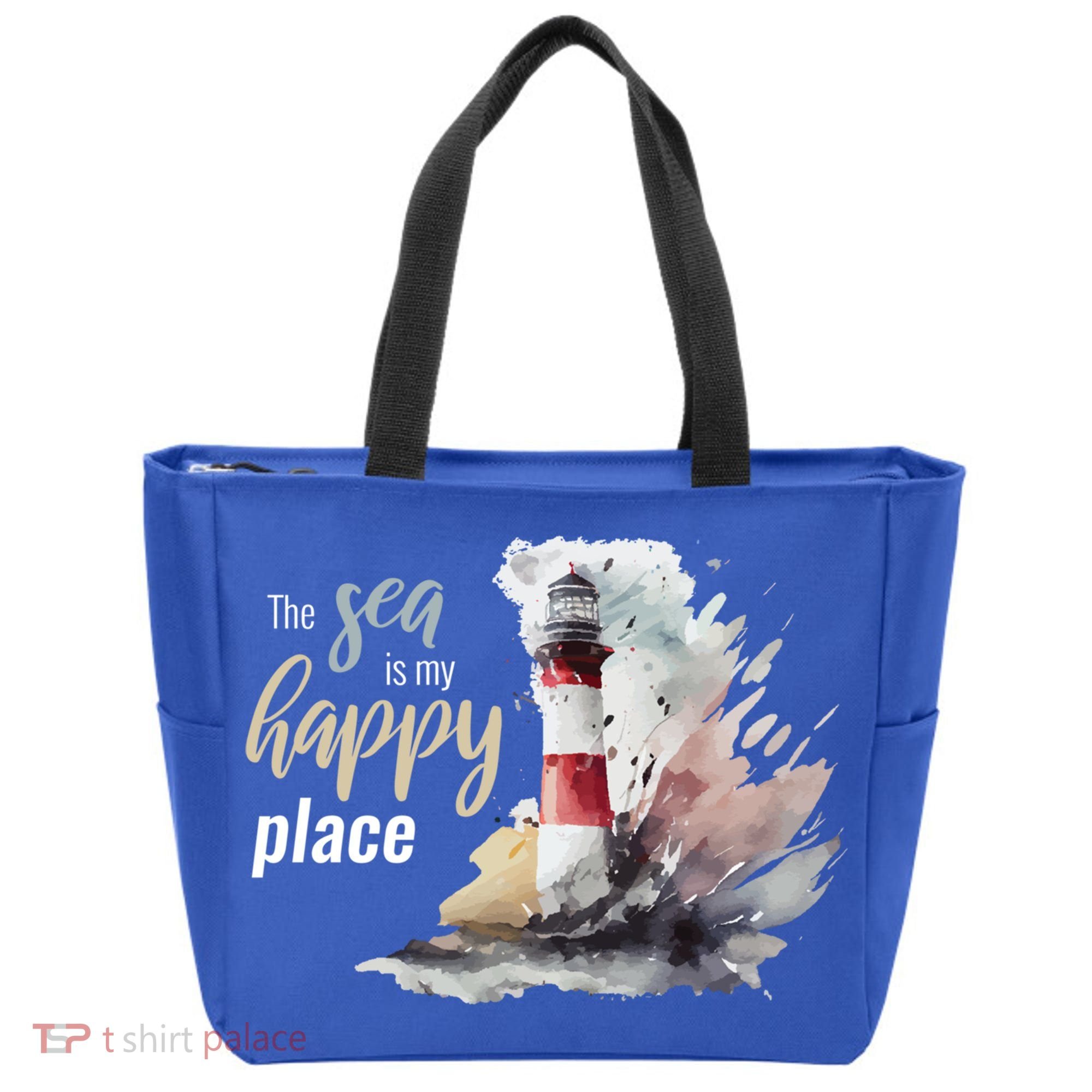 The Sea Is My Happy Place I Beach Lighthouses Coast Summer Cool Gift Tote Bag