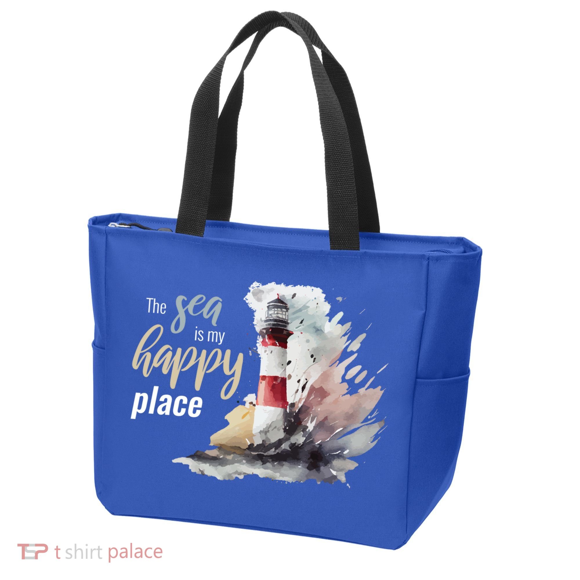 The Sea Is My Happy Place I Beach Lighthouses Coast Summer Cool Gift Tote Bag