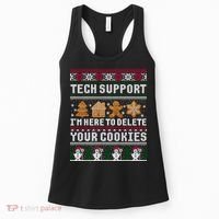 Tech Support I Am Here To Delete Your Cookies Funny Ugly Christmas Women's Tank Top thumb 0
