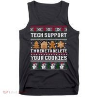 Tech Support I Am Here To Delete Your Cookies Funny Ugly Christmas Tank Top thumb 0