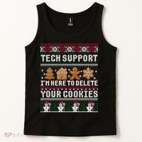Tech Support I Am Here To Delete Your Cookies Funny Ugly Christmas Tank Top thumb 2