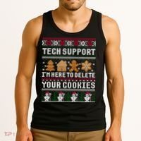 Tech Support I Am Here To Delete Your Cookies Funny Ugly Christmas Tank Top thumb 3